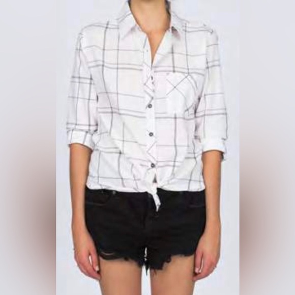 Anthropologie Ash and Ember Button Down Shirt Collared Paid Western Size Small - Picture 5 of 16